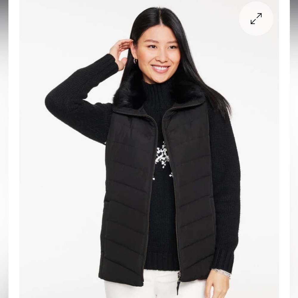 Talbots Faux Fur Collar Down Puffer Vest - NWT!